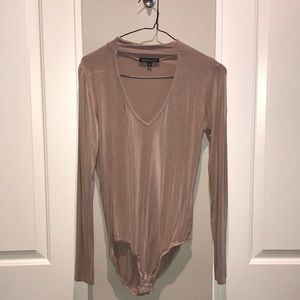 Kendall & Kylie Tan Cutout Choker Neck Bodysuit